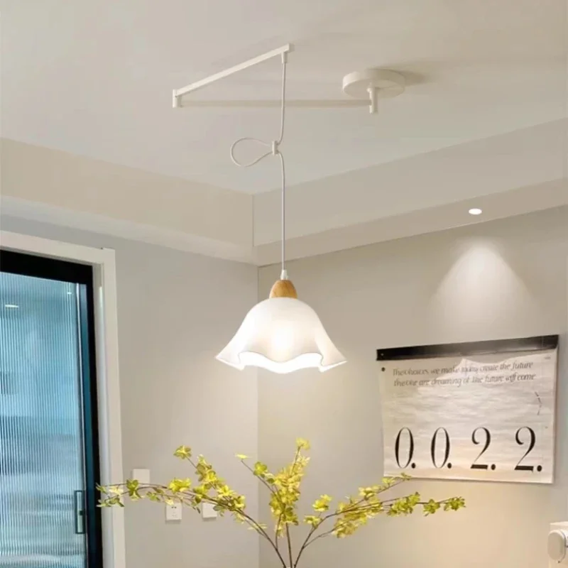 

Modern Long Pole Swing Arm Chandeliers Adjustable Rotating Long Arm Lamp Be Shifted Folding Retractable Dining Table Chandelier