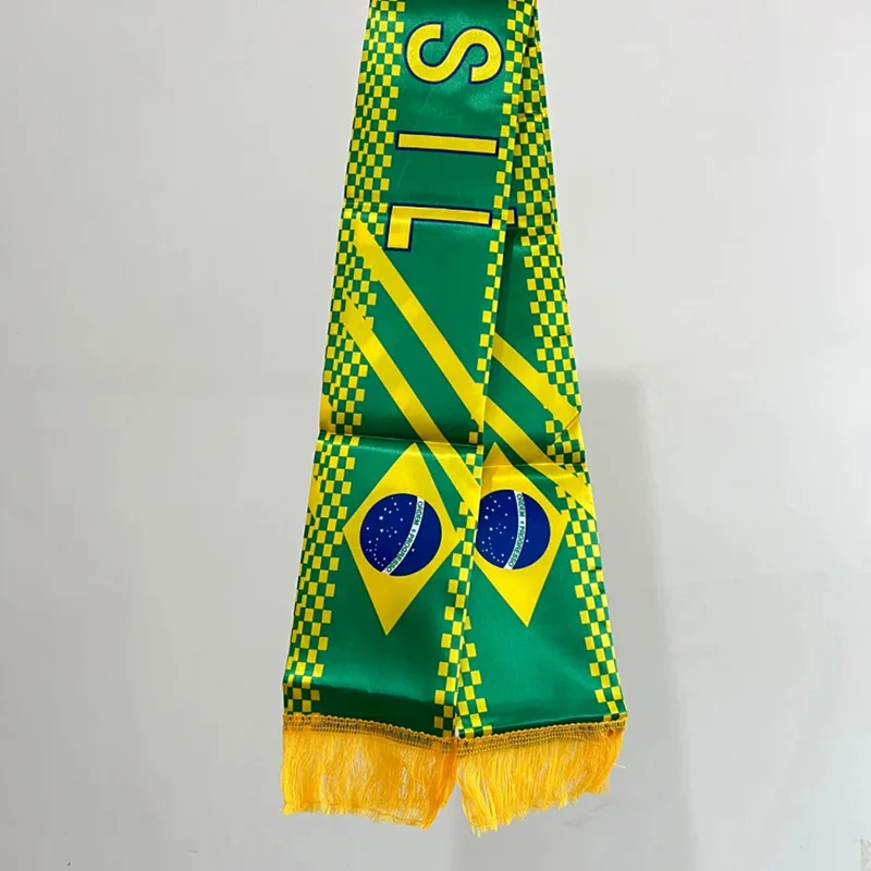 5 pcs Brazil Flag Scarfs14x130cm Brazil Flag Scarf Fan Scarf World Cup Scarf Sports Holiday Decoration