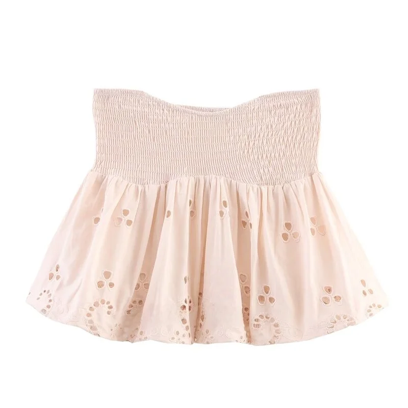 2025년 여름 신상 여성용 면 자수 벌룬 슬리브 탑과 롱 팬츠 패션 세트 라운드 넥 슬리브 라운드 넥