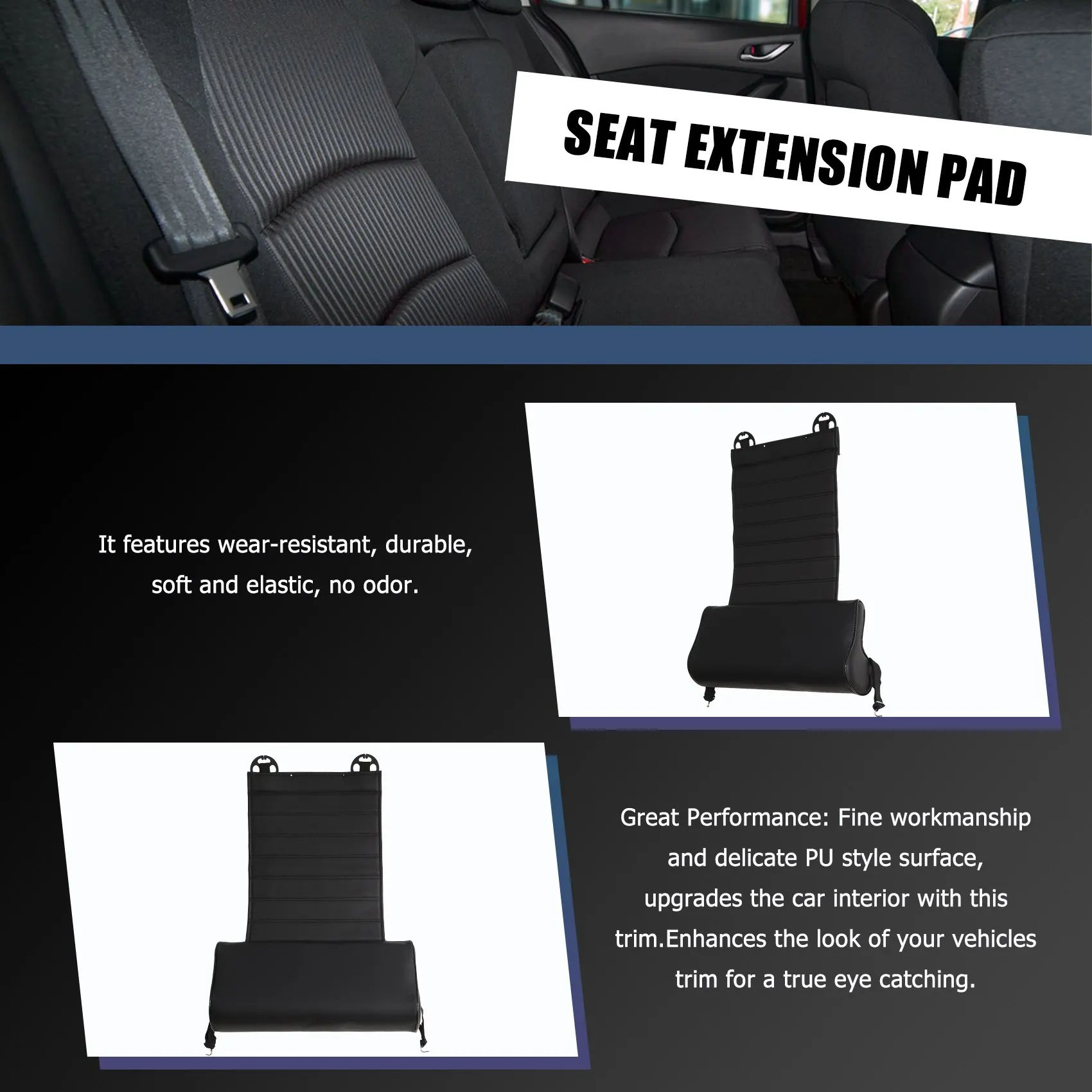 Universal Car Seat Leather Leg Pad Support Extension Mat Soft Foot Support Leg Leather Cushion Knee Pad Memory