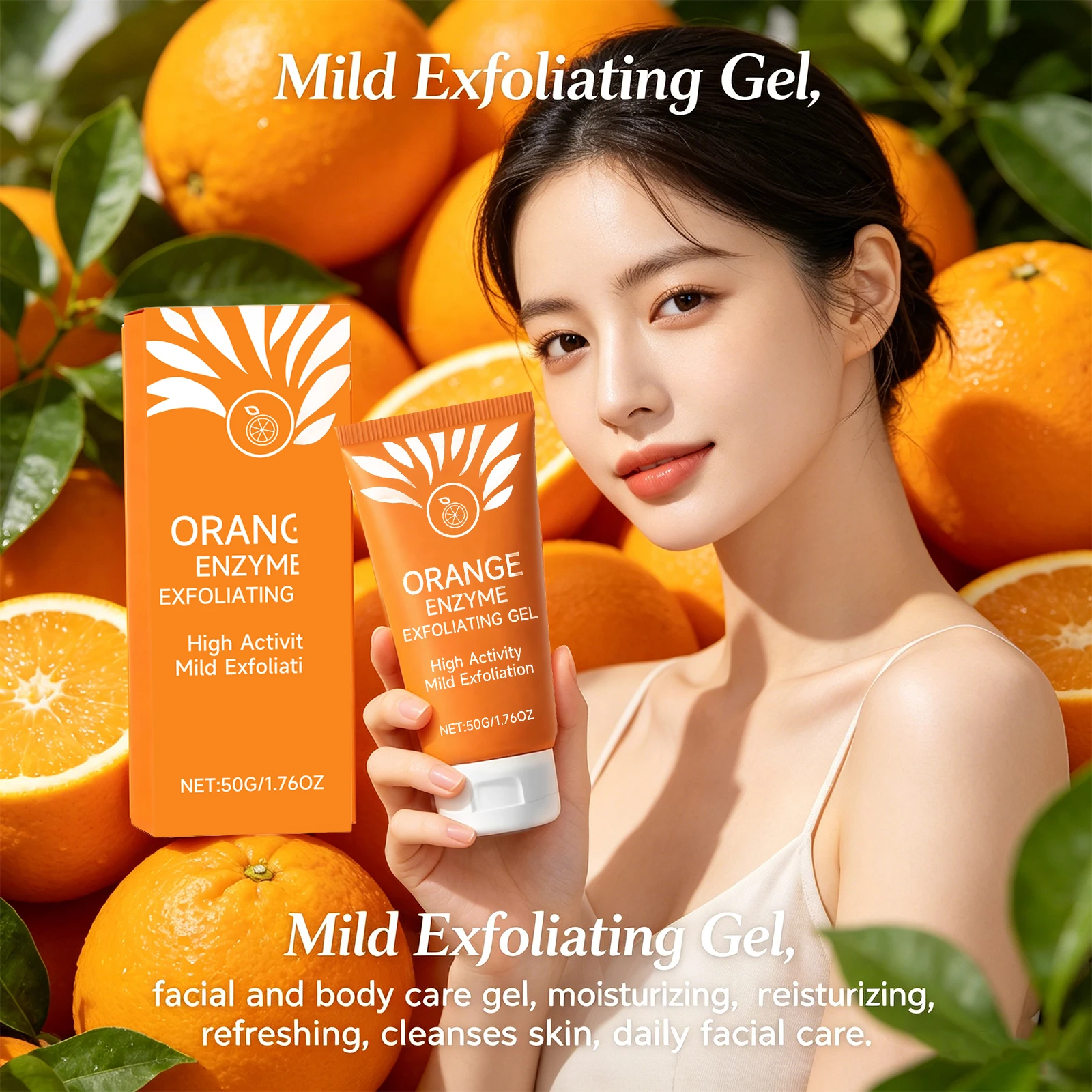 Orange Exfoliation Gel for Face and Body Care Softens and Purifies Skin Deep Cleanses Pores Removes Dead Skin Cells Skin Smooth
