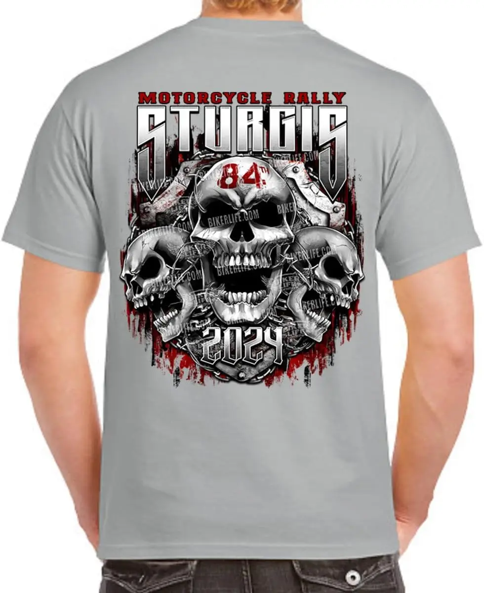 Biker Life Clothing 2024 Sturgis Motorcycle Rally Chained Shield T-Shirt