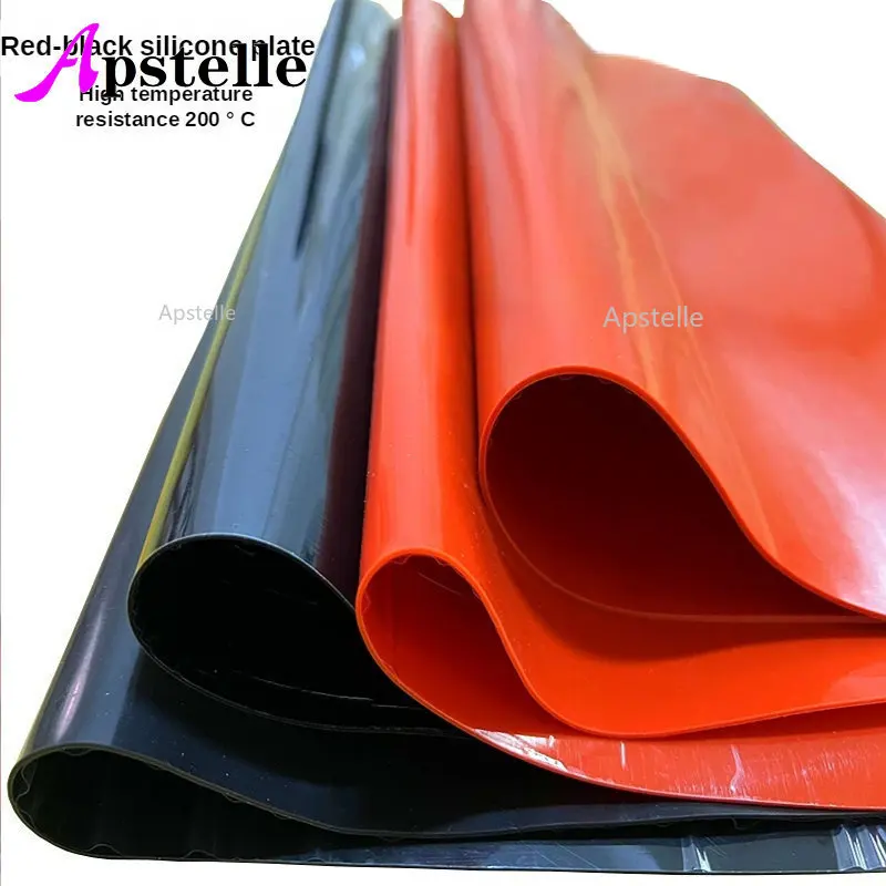 Apstelle 500x500mm Heat Resistance Sealing Silicone Sheeting 1mm-10mm Red/Black Silicone Rubber Sheet Plate Mat