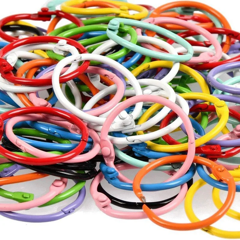 100Pcs Colorful Book Loose Leaf Binder Rings - 3Cm Metal Loose Paper Notebook Rings Keychain Rings For Cards, Document