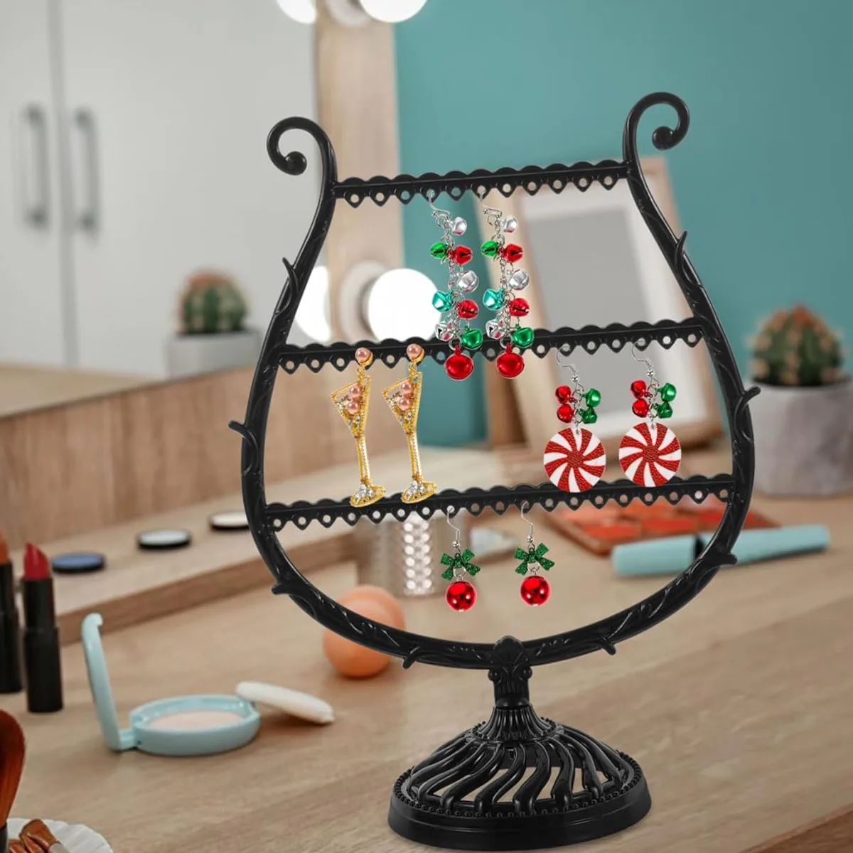 1 قطعة-النبيذ الزجاج القرط عرض الرف القرط مجوهرات عرض الرف رف المجوهرات