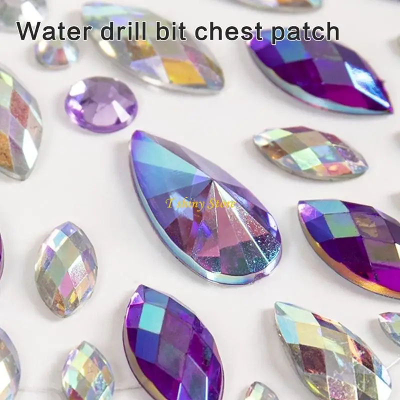 N58f ملصقات الصدر الكريستالي للسيدات من أحجار الراين الحجرية أحجار صدر جسم الثدي لفساتين السهرة وملابس السباحة