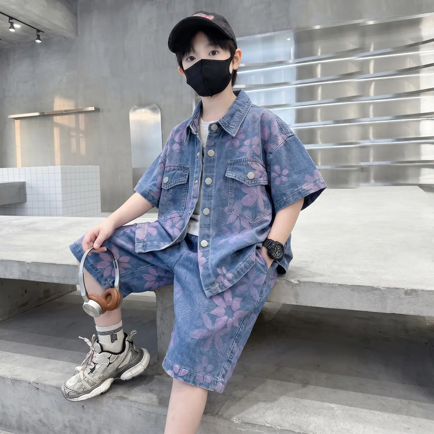 New Fashion Children Summer Denim Set with Shorts for Boy Kids Casual Clothing Suit For Age 2 3 4 5 6 7 8 9 10 11 12 13 14 Years 2