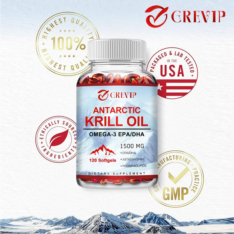 Antarctic Krill Oil 2000 Mg with Omega-3s EPA, DHA, Astaxanthin and Phospholipids 120 Softgels (60 Servings)