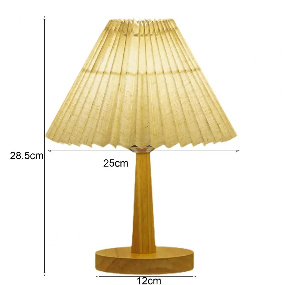 

Unique Table Lamp High Brightness Desktop Decoration Solid Wood Pleated Umbrella Study Reading Bedside Night Light