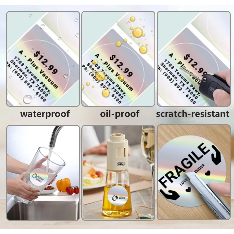 2 Rolls 2 Inch Cirkel Holografische Thermische Label Stickers Zilver Fit Voor Phomemo M110/M220, zelfklevende Cirkel Thermisch Label Papier