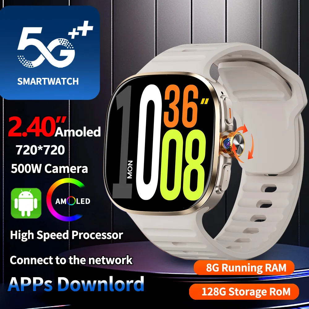 5G/4G Full Network Smart Watch 2.40 inch 720*720 Big Screen HD Video Call 8GB+128GB RAM Smartwatch Google Play WIFI GPS Sim Card
