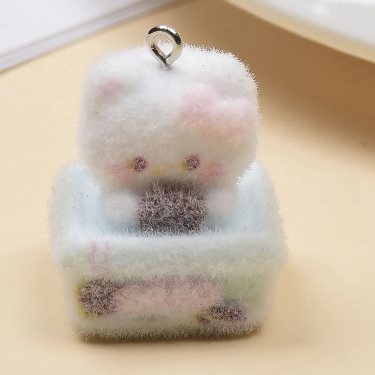 30pcs 3D kawaii Flocked resin Charms cute Cartoon Cookie Cat Pendant for Necklace Keyrings DIY Crafts Jewelry Make Accessories