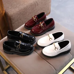 Black Children Leather Shoes for Boys Girls Casual Loafers Kids Soft Bottom Student Stage Performance Leather Moccasins