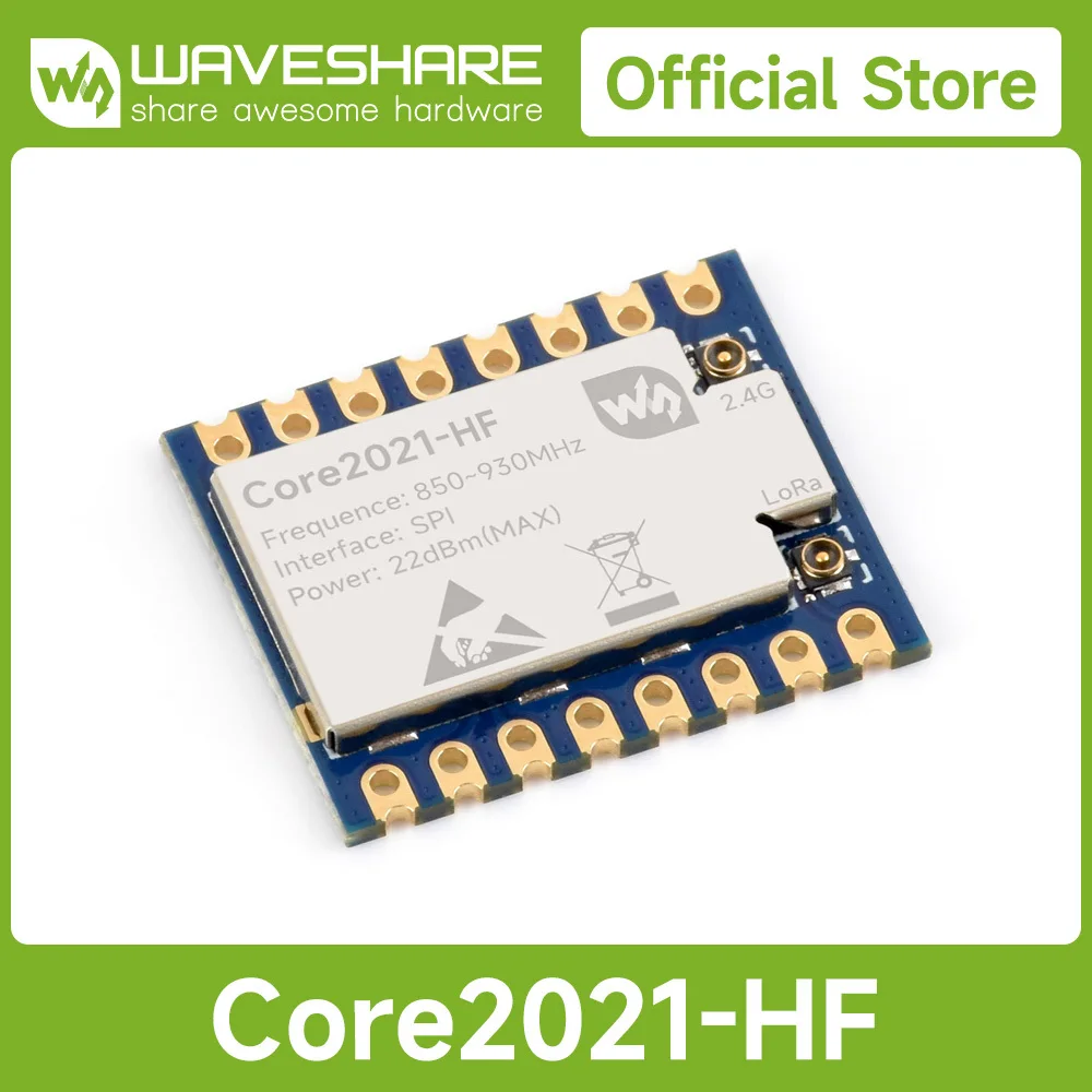 Waveshare Core2021 LF/HF Dual-Band LoRa Module, Based on LR2021 Transceiver, Supports Sub-GHz, 2.4GHz And 1.5~2.5GHz Frequency