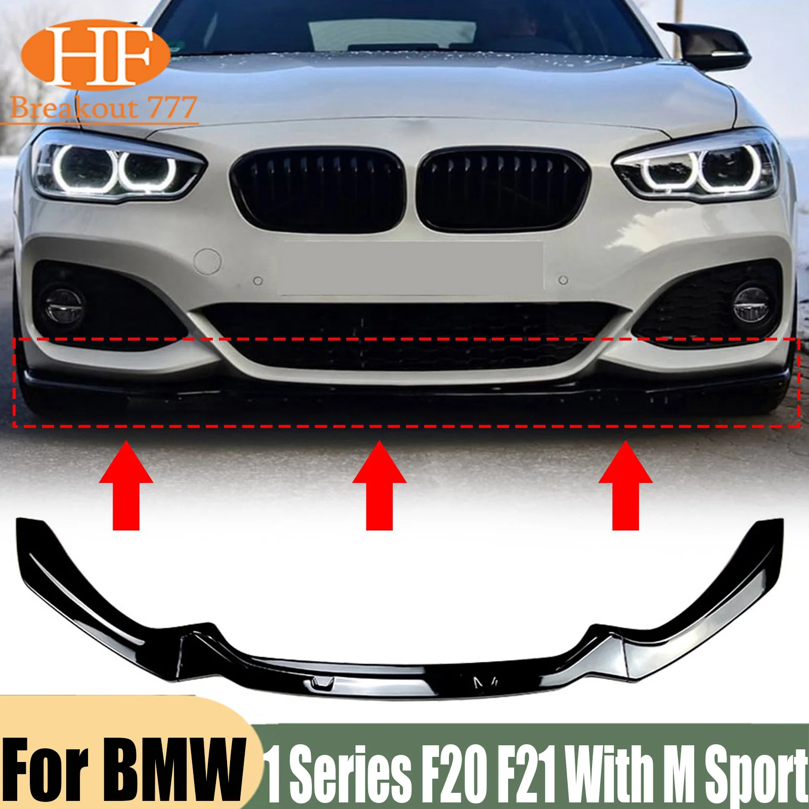 Car Front Bumper Lip Chin Spoiler Splitter For BMW 1 Series F20 F21 With M Sport Bumper