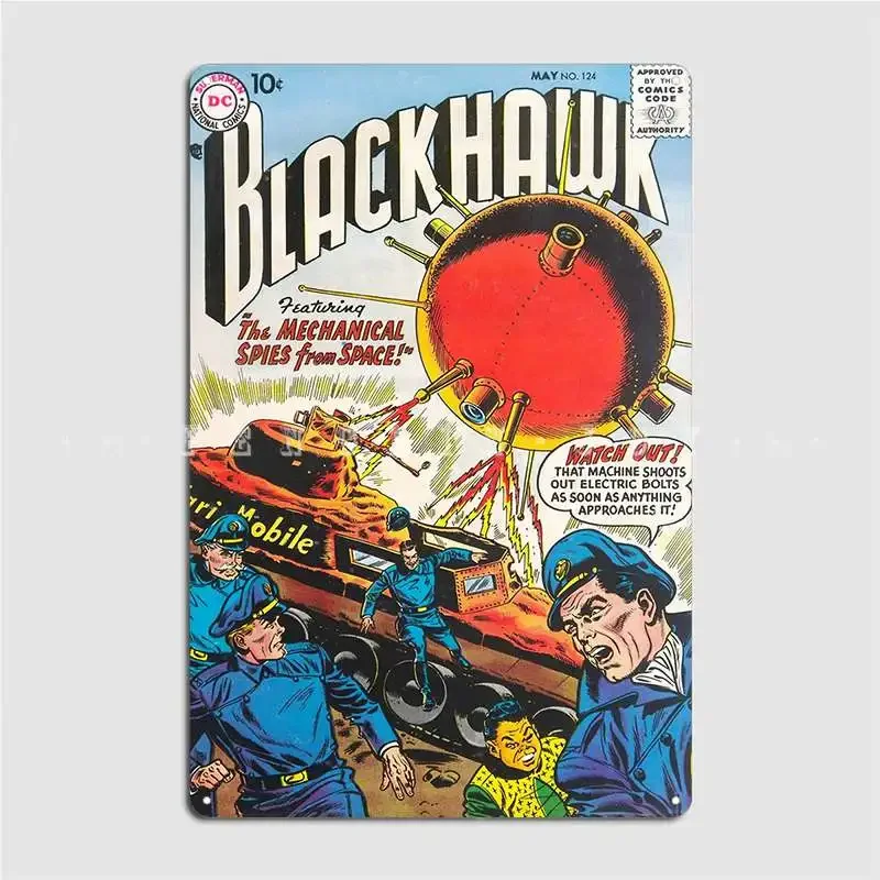 1958 Blackhawk cubierta de cómic se decolora restaurar cartel placa de Metal clásico Club Bar placas Club cartel de estaño cartel