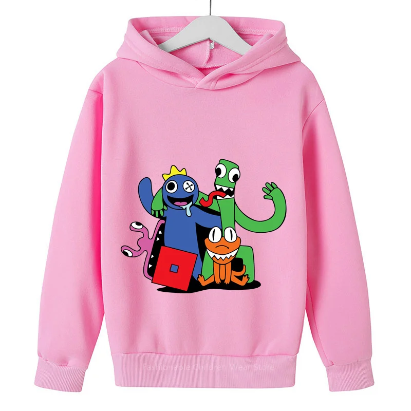 Game Rainbow Friends Hoodies Kids Pullover Cotton Hood Sweatshirt Boys Girls Anime Tops Kawaii Outwear Sudadera Children Clothes