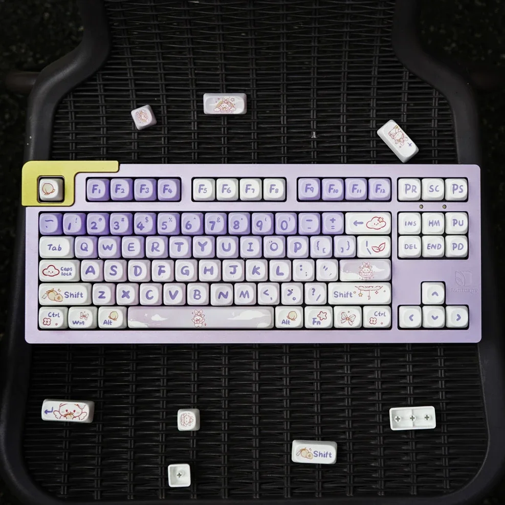 142 Keys Cute Rabbit Mechanical Keyboard PBT Keycap SOA Profile Suitable for Mechanical Keyboard 61/65/75/84/87/98, etc.