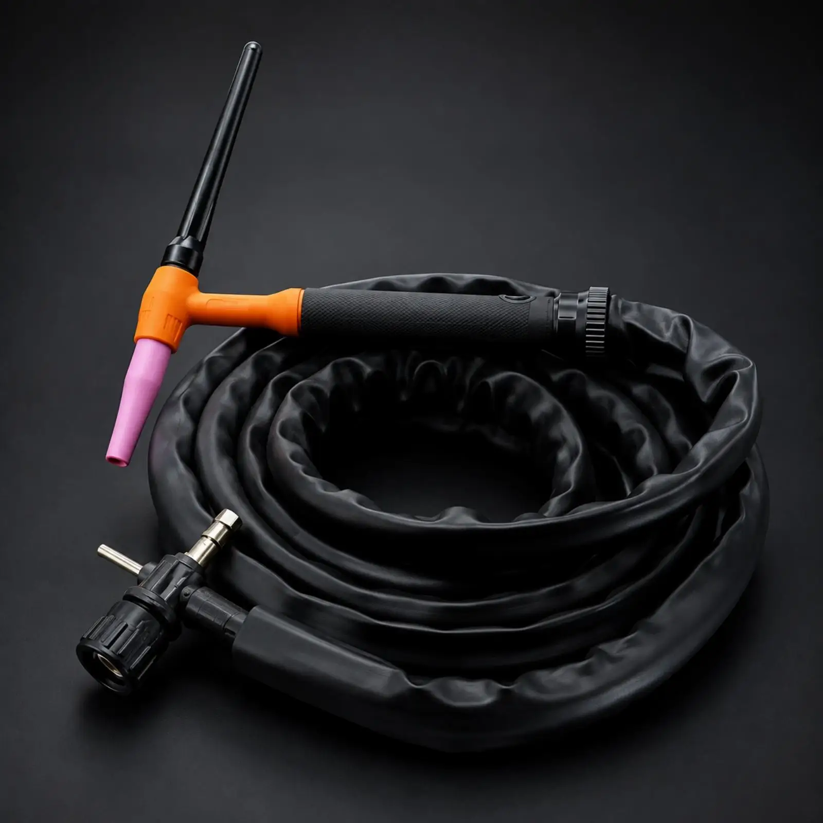 Water Cooled Argon TIG Welding Torch Long Neck Ceramic Nozzle Leather Covered Copper Wire for Metal Joining