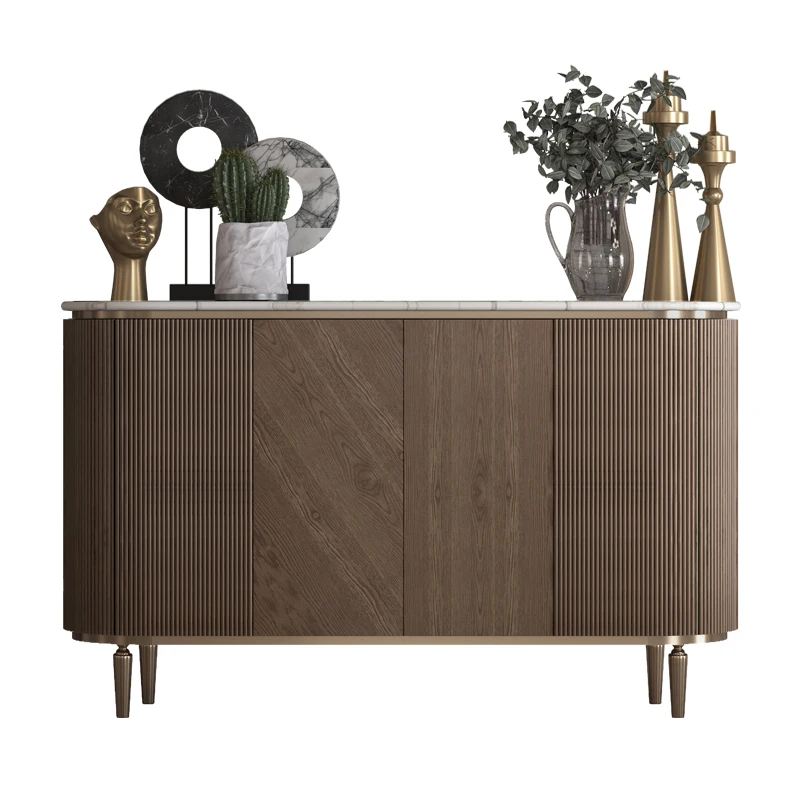 

American light luxury dining side cabinet Modern simple entrance door facing the entrance Restaurant marble storage decorative