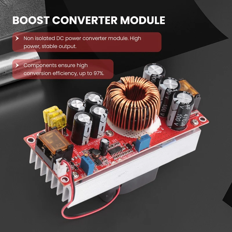 Módulo convertidor de impulso de DC-DC de 1500W, 30A, 10-60V a 12-97V, convertidor de aumento de voltaje, módulo de fuente de alimentación CC CV