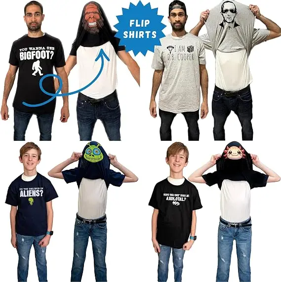 Willst du Bigfoot sehen? Flip-Shirt - Lustiges Sasquatch-Gesicht T-Shirt, Flip-Tee, Freizeitoberteil, Herrenmode, Persönlichkeit, weiche Baumwoll-T-Shirts – Detail 9