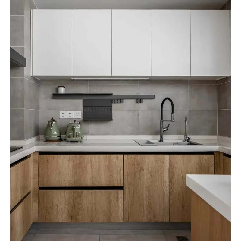 高品質でモダンなデザインのキッチンキャビネット、シンク付き、アクリル製ドアパネルとヒンジ、モダンなキッチン家具（mm単位）