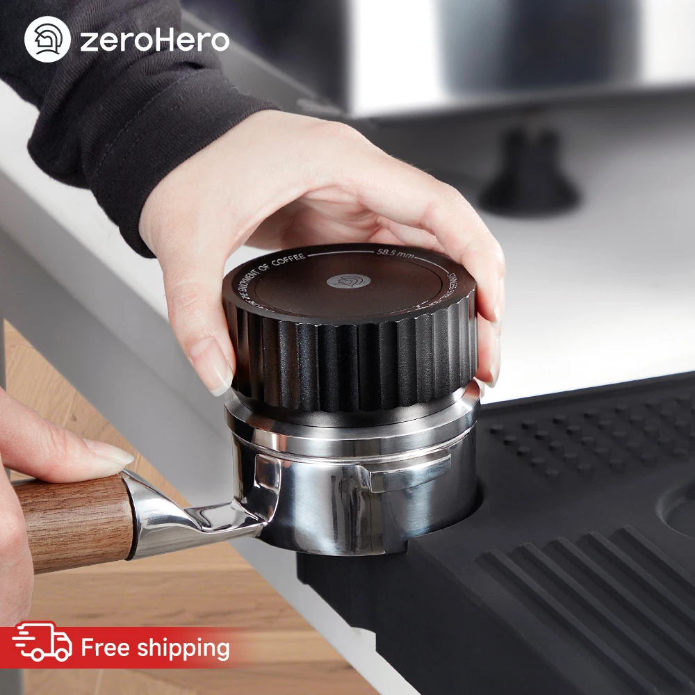 zeroHero Thor Coffee Tamper Distributor Pro 58mm Air Gravity Auto Level Constant Force 40 Knurls for Commercial Cafe Barista Set