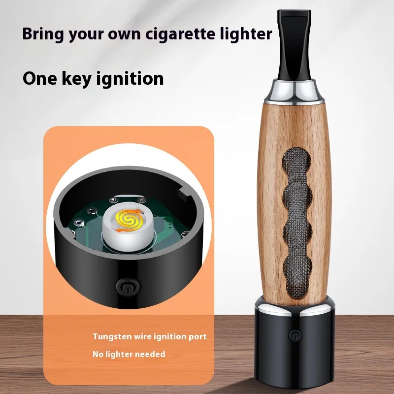 

Portable Dust-free Car Ashtray Tungsten Wire Cigar Lighter Luxury Wood Cigarette Holder Smoking Gift for Car Household Use