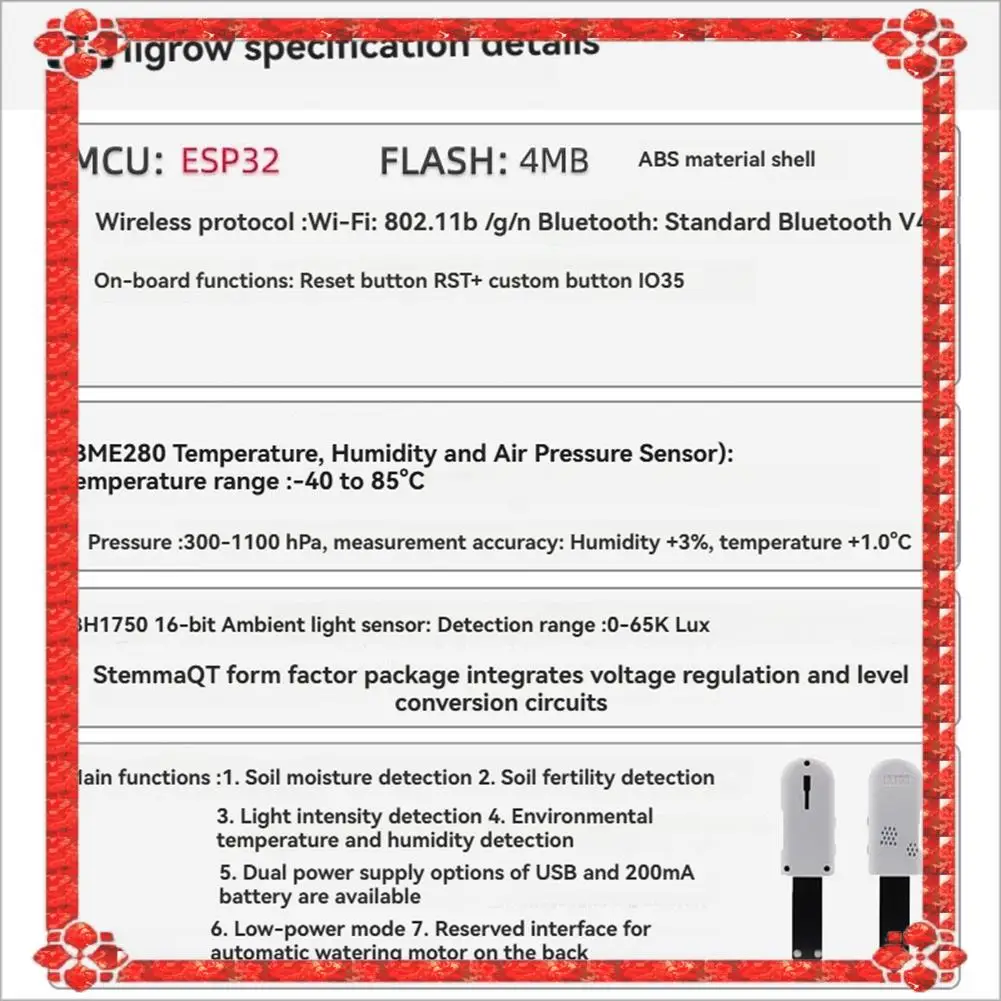 

24-часовая доставка Lilygo ESP32 Датчик влажности почвы Wi-Fi Bluetooth T-Higrow ESP32 Тестер почвы для сада Температура Влажность Mon