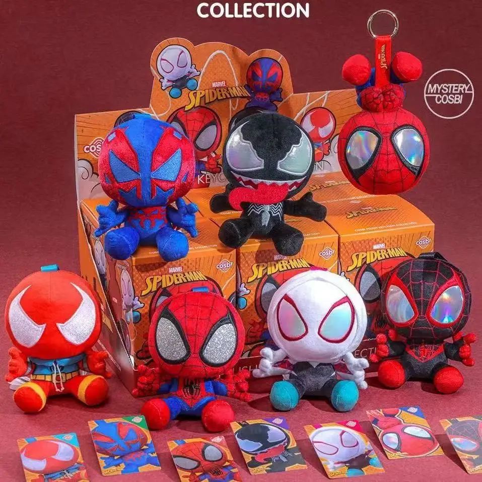 *Spider Man Series Blind Box Cosbi Plush Anime Peripheral Figurines Backpacks Pendants Ornaments Surprise Gift for Boys
