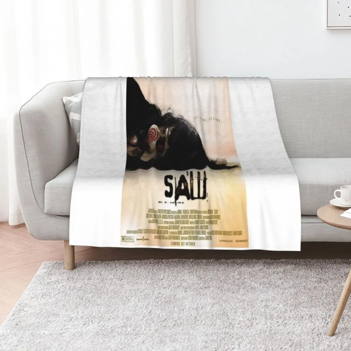 Saw 2004 Poster Throw Blanket anime Sofa Personalized Gift Furry Soft Plush Plaid for winter Blankets
