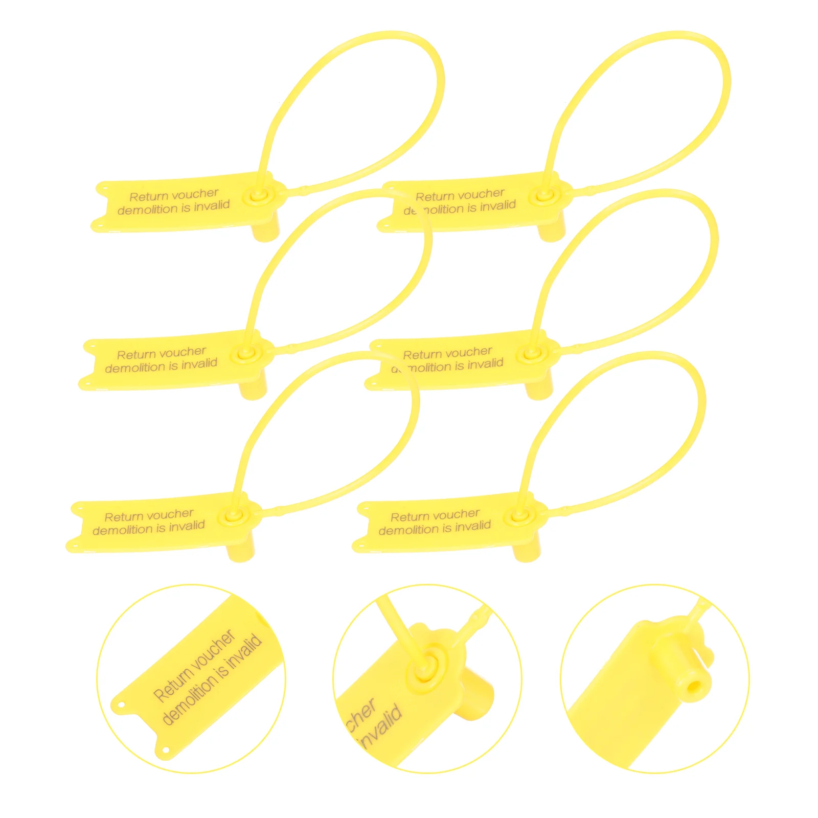 100 Pcs Labels Product Cable Ties Anti-fake Return Heavy Self-locking Yellow Fixing Ring Zip Tag