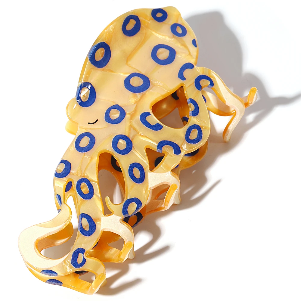 Funny Blue-ringed Octopus Crab Hair Clip Creative Acetate Oversize Marine Animal Hairpin Hair Claw Accessories For Women Tool