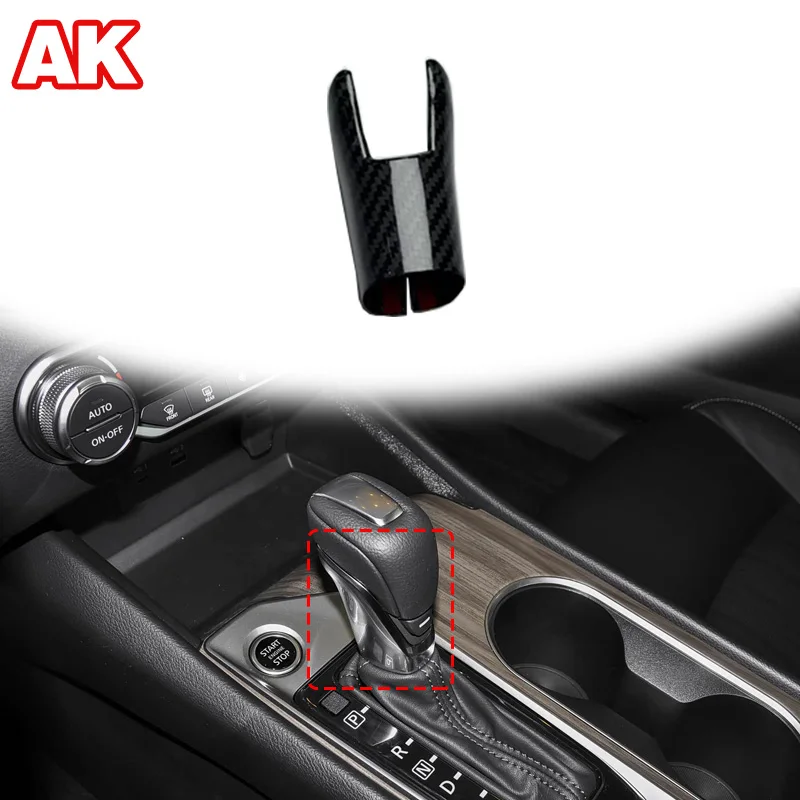 

Для Nissan Teana 2018-2023 гг., настоящее углеродное волокно, ручка переключения центральной консоли, задняя крышка, аксессуары для модификации салона автомобиля