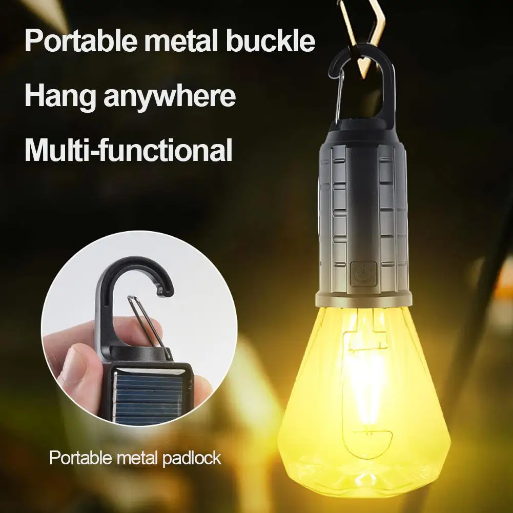 New Solar Powered Camping Lamp - Multifunctional Handheld Tungsten Filament Lamp & Atmosphere Lamp,Solves Outdoor Power Shortage