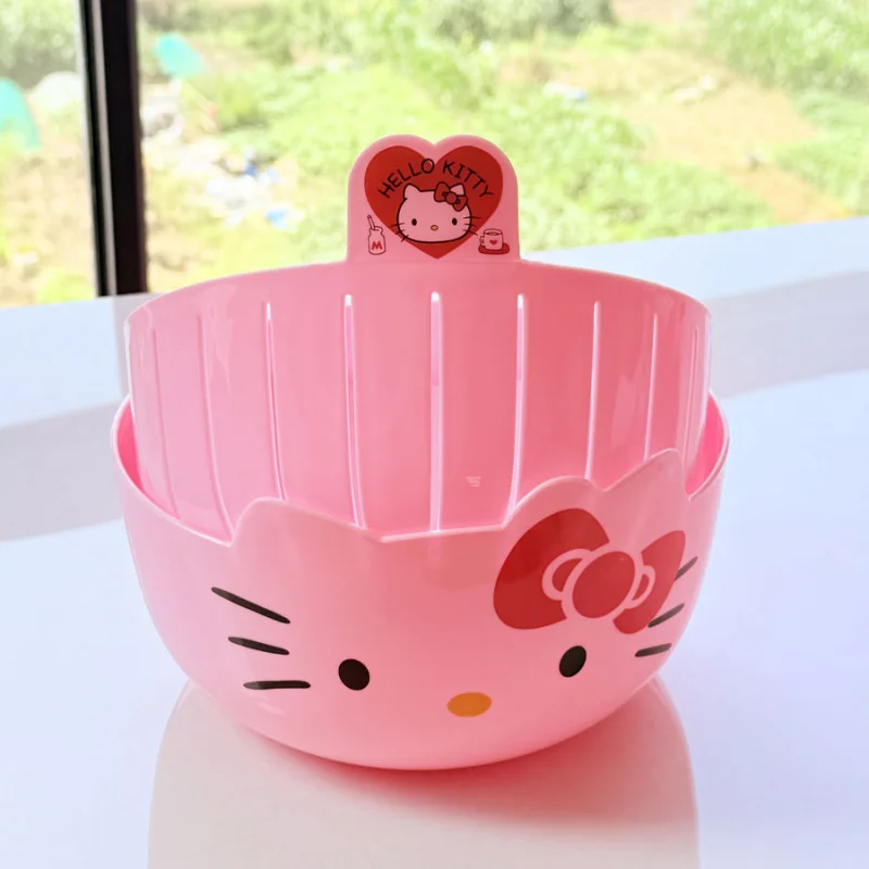 Hello Kitty double-layer drain basket, kitchen vegetable washing basket, multi-functional fruit plate, living room candy plate view 6