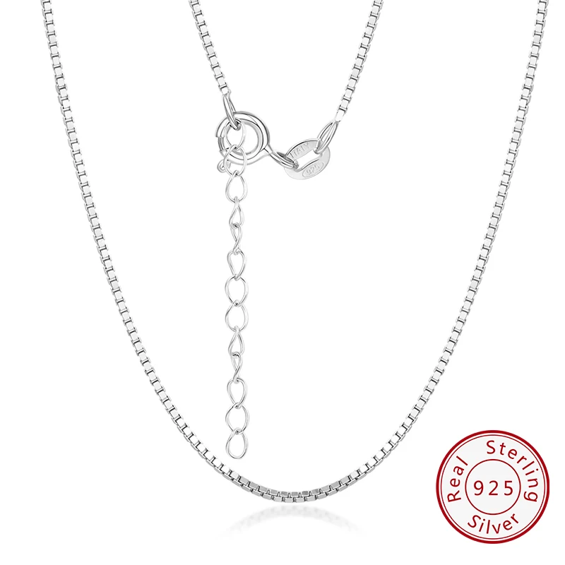 

KOSE JEWELS 100% 925 Sterling Silver 1mm Box Chain Necklace for Women Men Baise Chains Necklace Accessorie Jewelry CN01