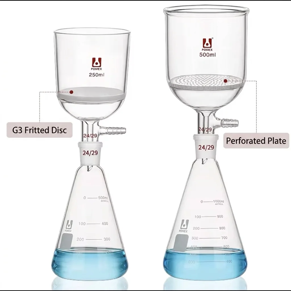 DXY 30ml-3000ml Vacuum Filtration Apparatus G3 Fritted Funnel Perforated Buchner Funnel with Filter Flask Lab Glass Kit