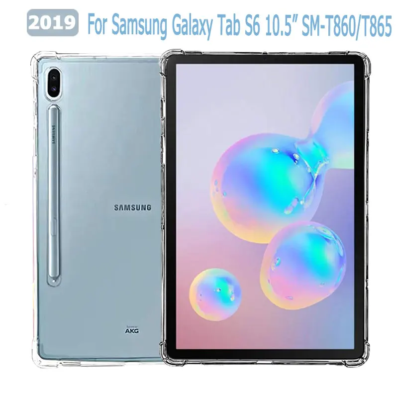 

Чехол для планшета Samsung Galaxy Tab S6 10,5 "2019 SM-T860 T865 Прозрачный мягкий силиконовый противоударный чехол из ТПУ с защитой от падения