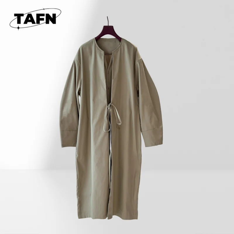 

Women's Korean Style Casual Trench Jacket Trench Jacket with Large Pockets for Women Neutral Overcoat with Clean Cut AI0978