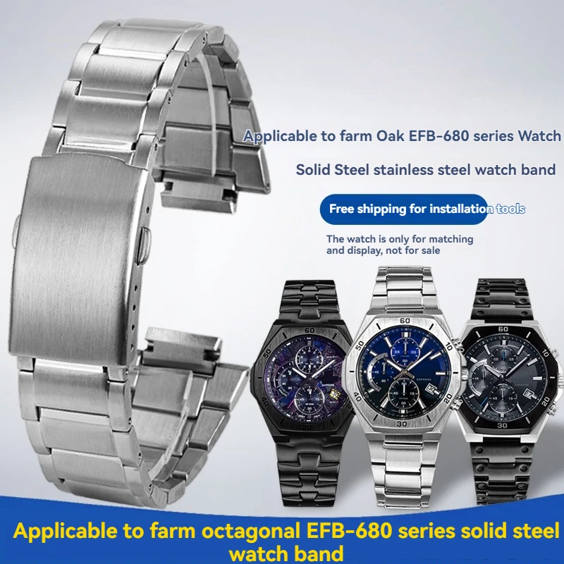لسلسلة Casio Casio Edifice مزرعة البلوط 5579 EFB-680 حزام فولاذي ملحقات حزام الساعة المعدنية