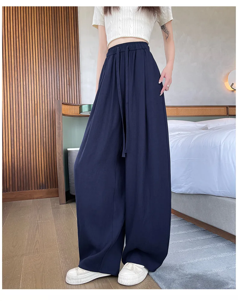 Женские льняные брюки свободного кроя, широкие брюки прямого силуэта из мягкой, прочной, дышащей ткани с эластичным поясом.