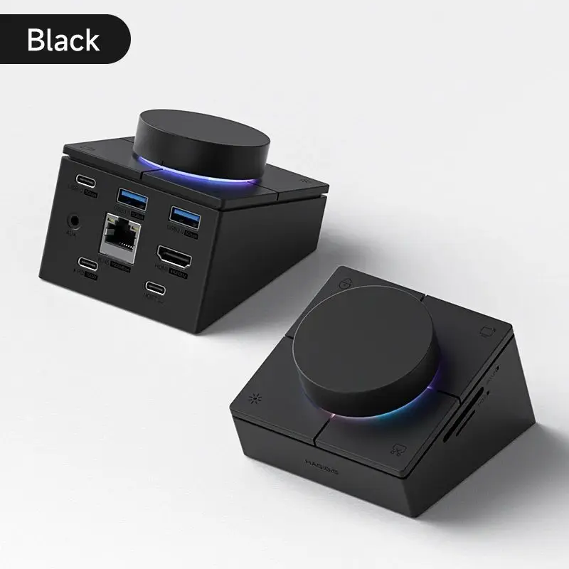 

USB C Hub with Shortcut Buttons, RGB Type-C Docking Station with 4K@60Hz HDMI, 100W PD, 5Gbps USB-C for MacBook iPad Pro Laptop