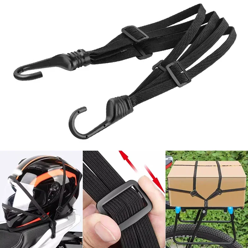 Adjustable Fix Rope with Hook Motorcycle Helmet Strap | Elastic Fixing Rope for Helmet to Back Seat (60cm/90cm) - Anti-Loss