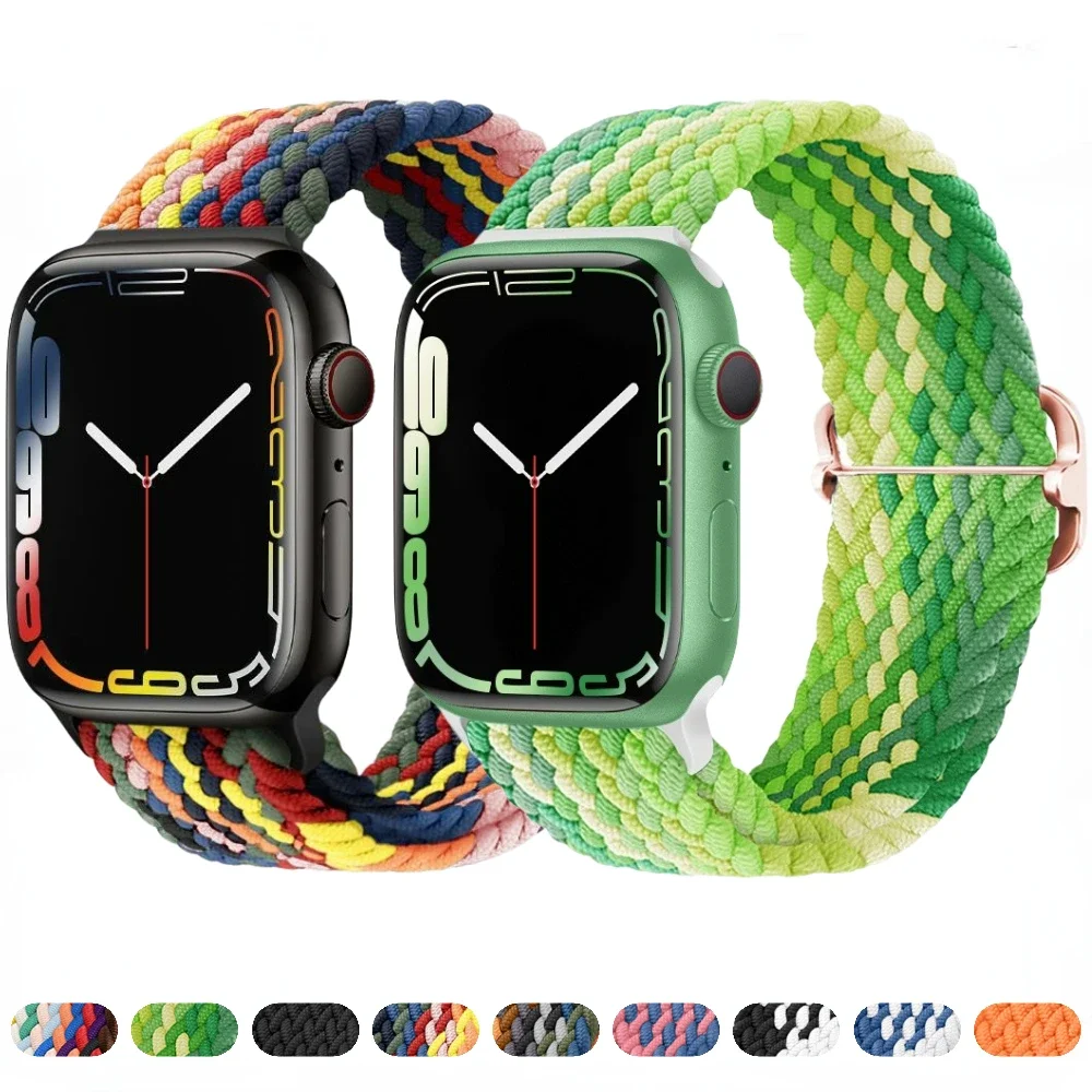 

Нейлоновый плетеный ремешок с петлей для Apple Watch Band 44 мм, 40 мм, 45 мм, 41 мм, 49 мм, браслет iWatch Ultra 10 9 8 7 6 5 4 SE 3 46 мм 42 мм, ремешок