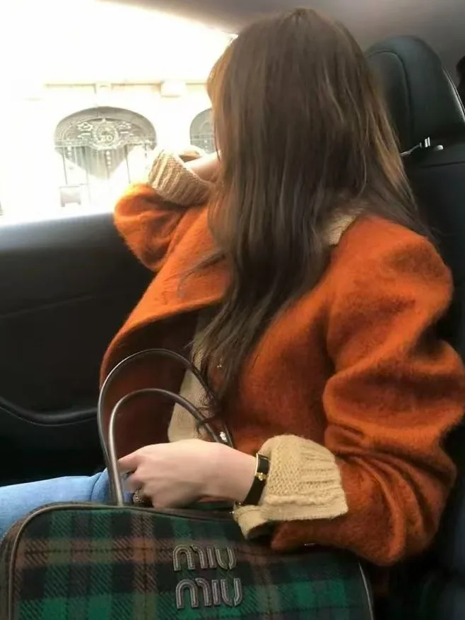 

Осенне-зимнее шерстяное пальто в стиле ретро, женское круглое шерстяное пальто на одной пуговице, сахарная трость, жареный каштановый цвет, корейский свободный крой