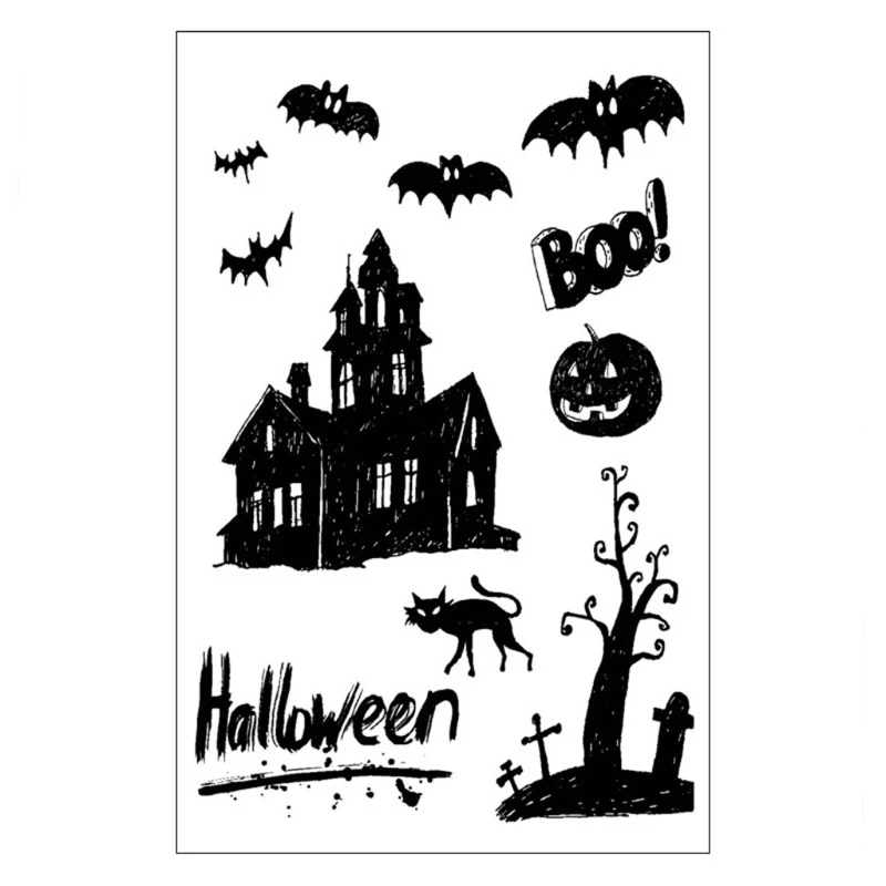 Transparent Silicone Seal Clear Stamp Sheet, Decorative Sheet, DIY Craft Card, Photo Album Making, Happy Halloween