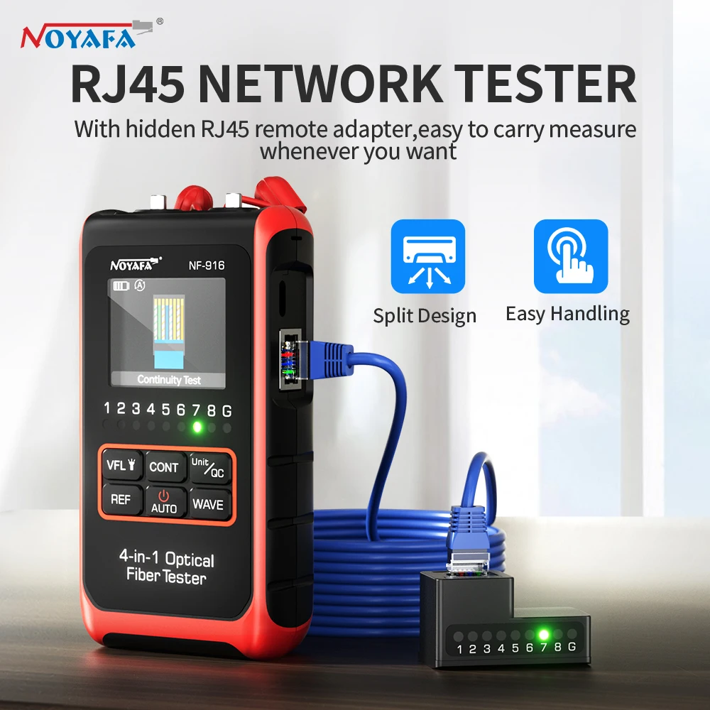 Noyafa NF-916 Misuratore di potenza in fibra ottica 4 in 1 Localizzatore visivo di guasti VFL REF FC SC ST Rj45 Tester per cavi in fibra ottica Strumenti di rete