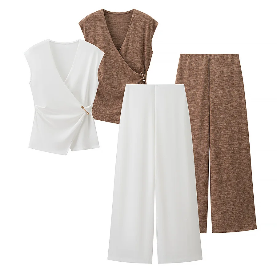 Sommer Neue Stil Lose Pin Qualität Ärmelloses Top Und Hosen Set Europäischen Und Amerikanischen Stil frauen Mode Casual Outfit
